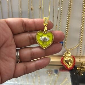 Lime Green Evil Eve Necklace